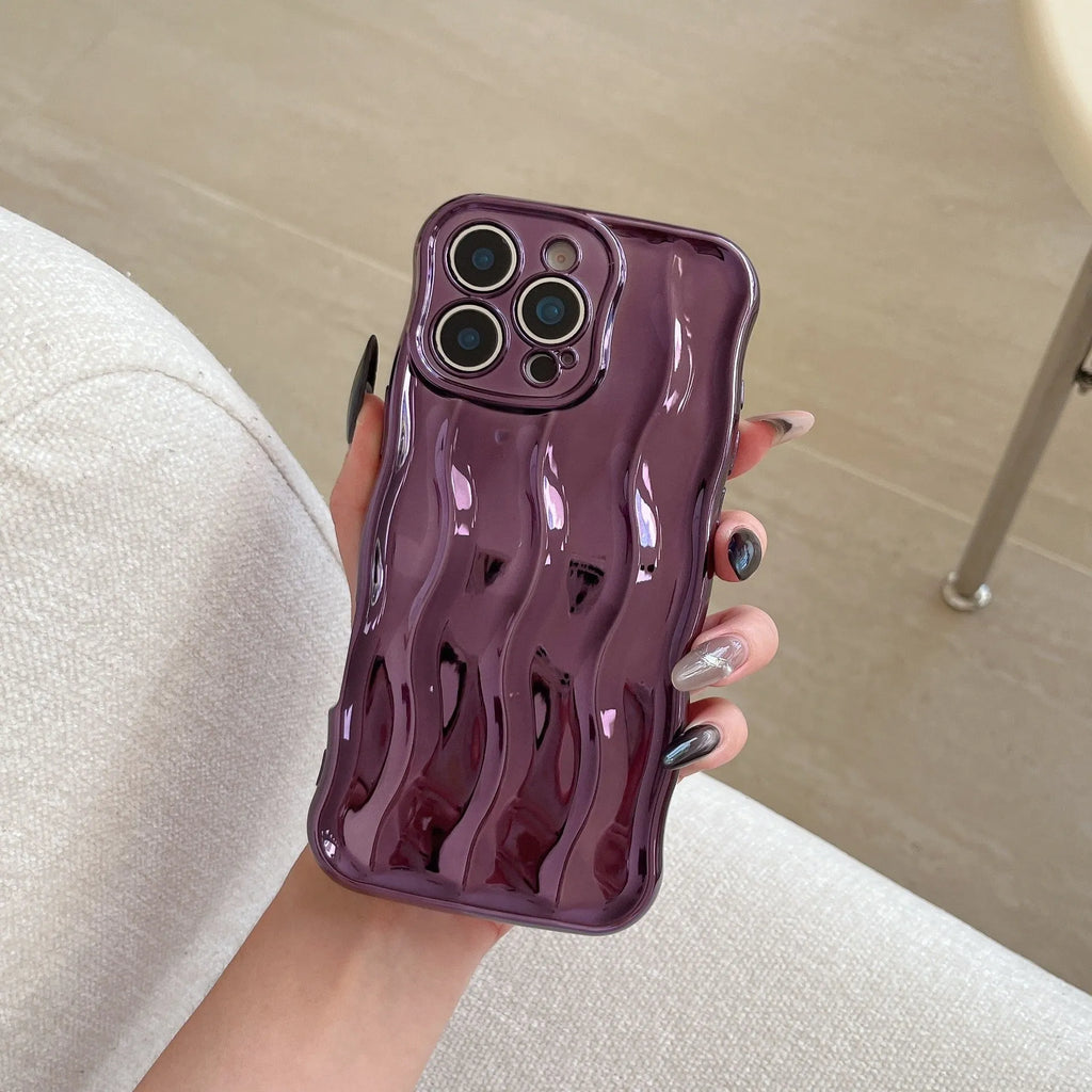 Electroplating wave stripe design iPhone 17 protective case in TPU material with drop-resistant qualities