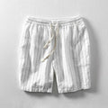 Men's striped summer cropped pants in straight leg shorts design with polyester fabric