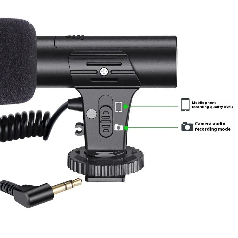 Black video recording microphone for mobile phones