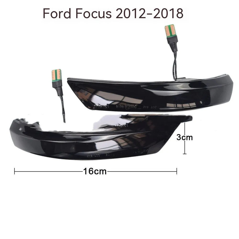 Ford Focus and Mondeo rearview mirror waterfall flow light accessory in yellow or yellow/blue two-tone colours