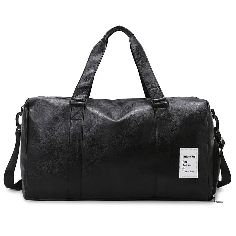 Dry-wet separation fitness shoulder messenger bag in PU material with 20-35 litre capacity