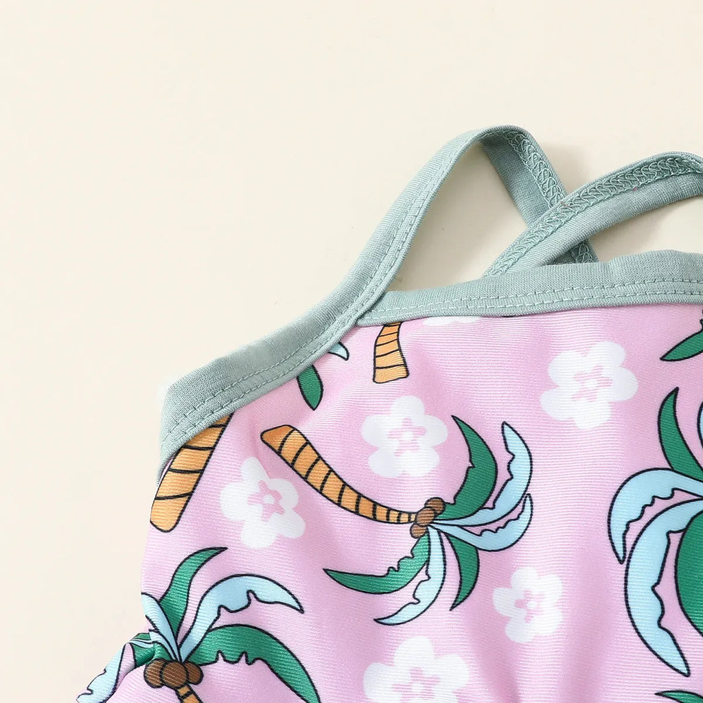 Children's white polyester two-piece swimsuit set with shirt and shorts for beach wear