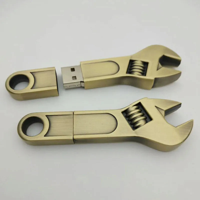 Double-headed plum blossom metal wrench USB 3.0 flash drive in white
