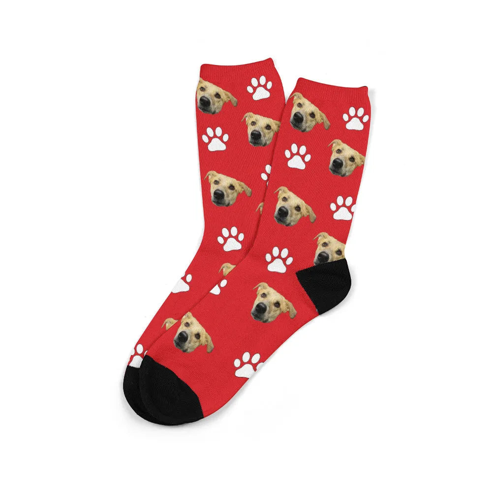 Personalised photo print cartoon pattern mid-calf tube socks in multiple colours
