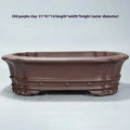 Handmade purple clay rectangular begonia flower pot for desktop plants.