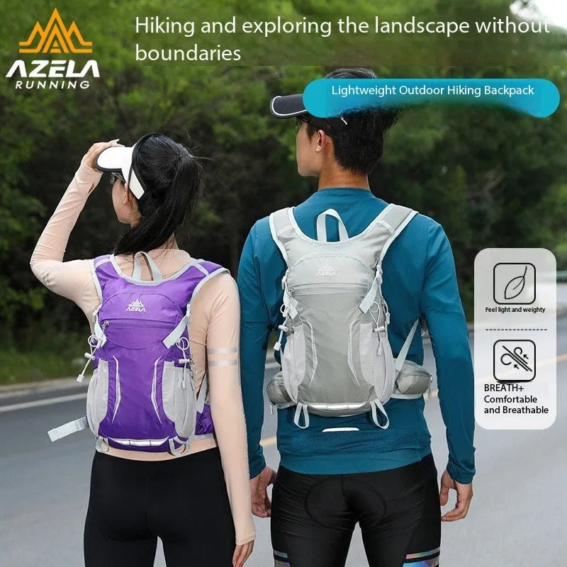 AZELA Lightweight Hydration Backpack with breathable mesh back panel in outdoor setting