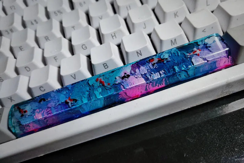 Scenery koi fish design resin keycap for Cherry MX mechanical keyboard switches