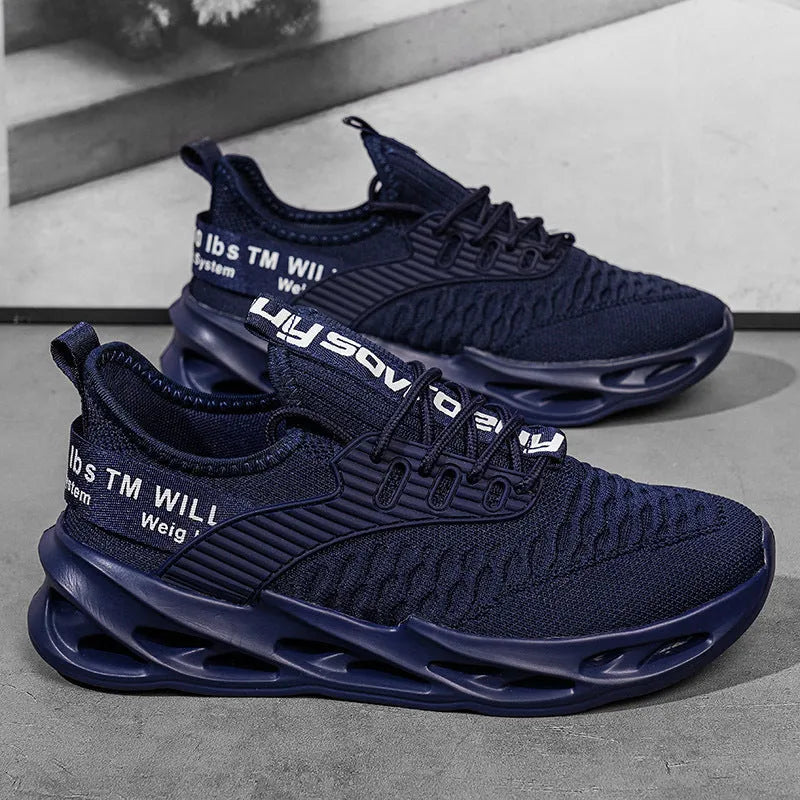 Women's casual FlyKnit shoe in a solid colour, showing mesh upper, round toe, and flat heel.