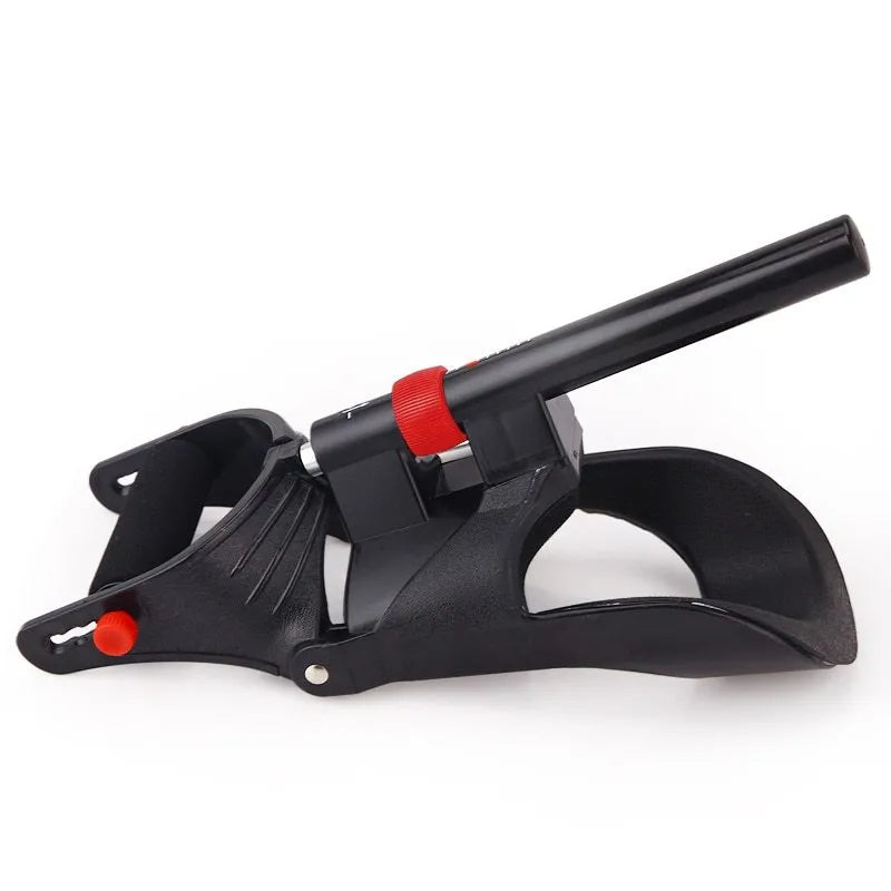 Adjustable hand grip exerciser trainer with spring steel variable resistance system for forearm strength training
