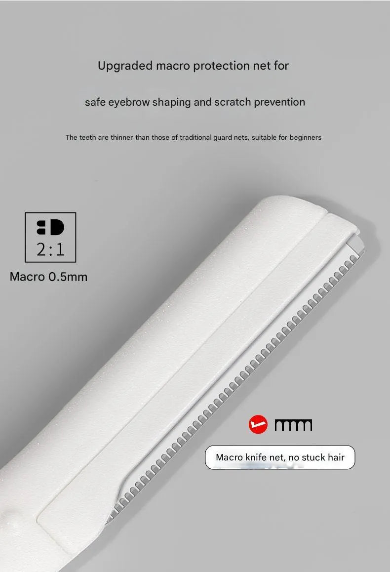 Eyebrow trimming tool set with macro safety design including special eyebrow razor