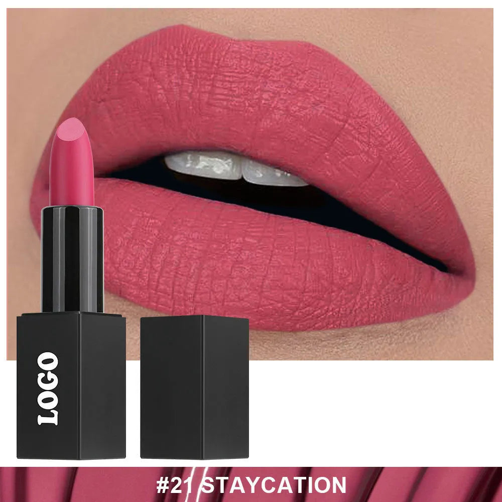 Beauty Does Not Fade matte finish lipstick in one of 24 colours with waterproof anti-discoloration formula.