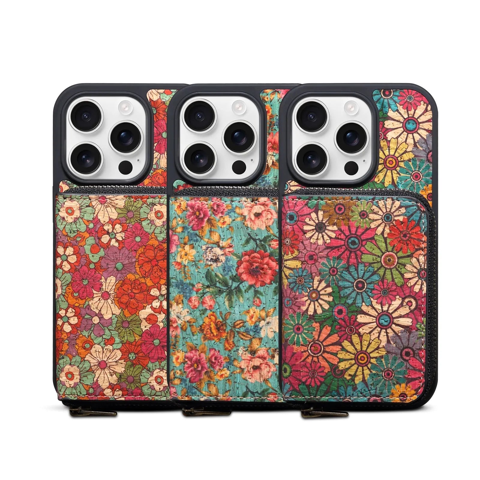Cork phone case with magnetic suction and anti-theft zipper bag for iPhone