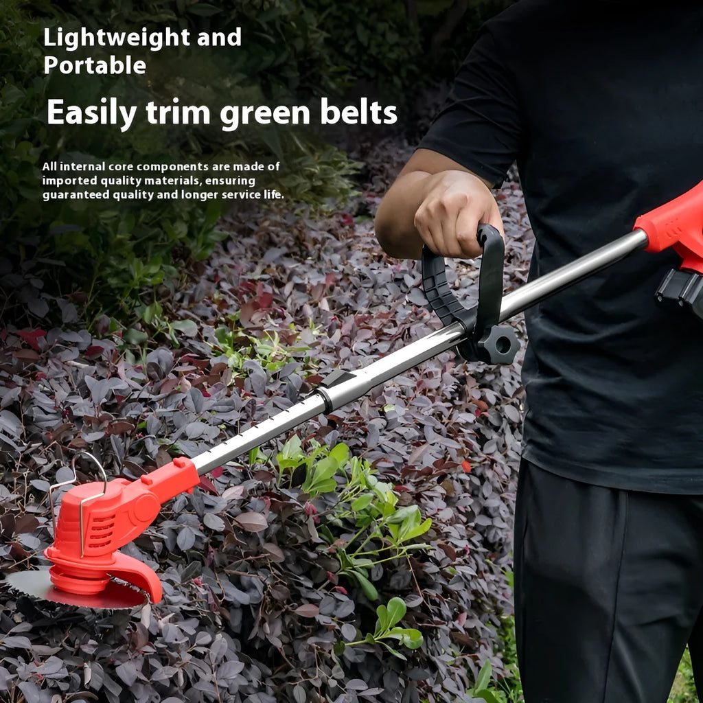 Portable weeding machine garden tool with bare metal construction in black, blue, or red