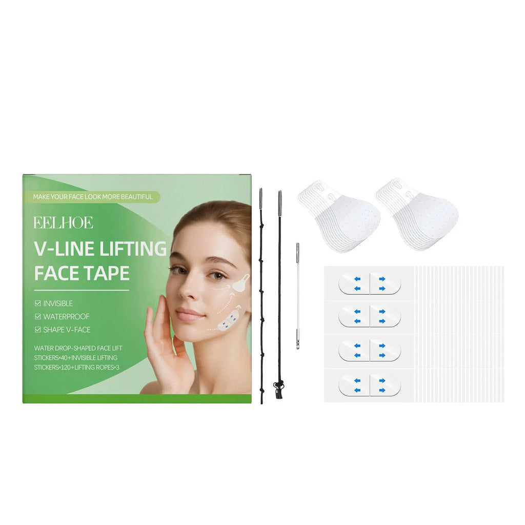 Invisible face nursing adhesive bandage suit with lifting stickers and ropes for facial firming