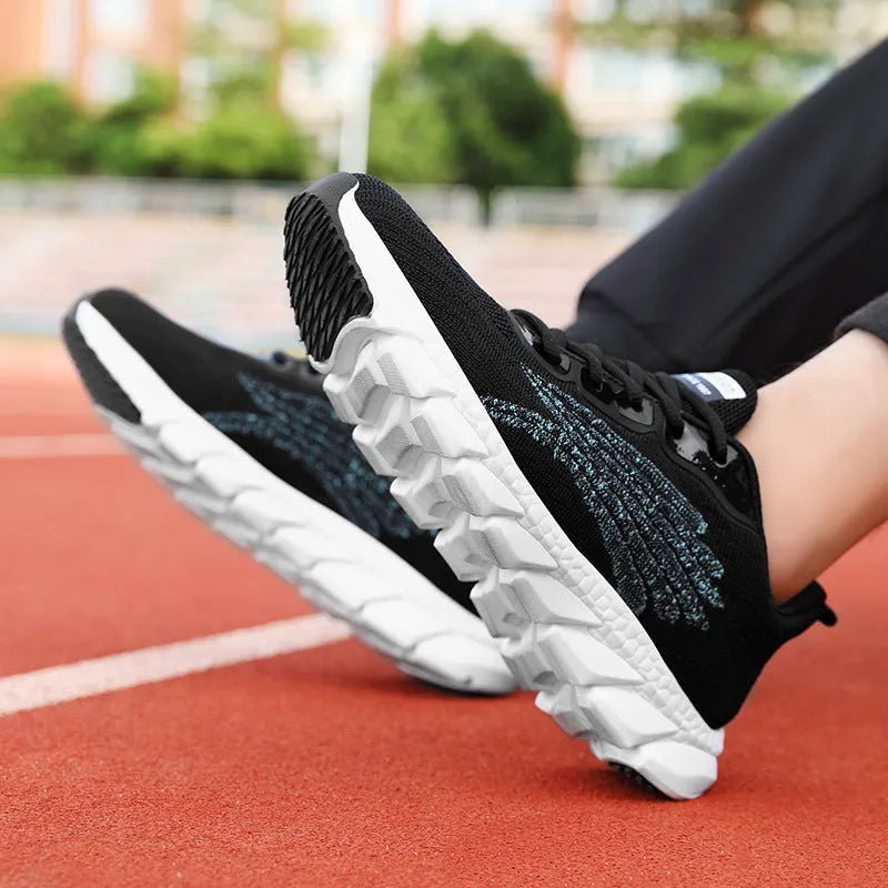 Women's black and white low-top running sneakers with cross strap design and MD soles