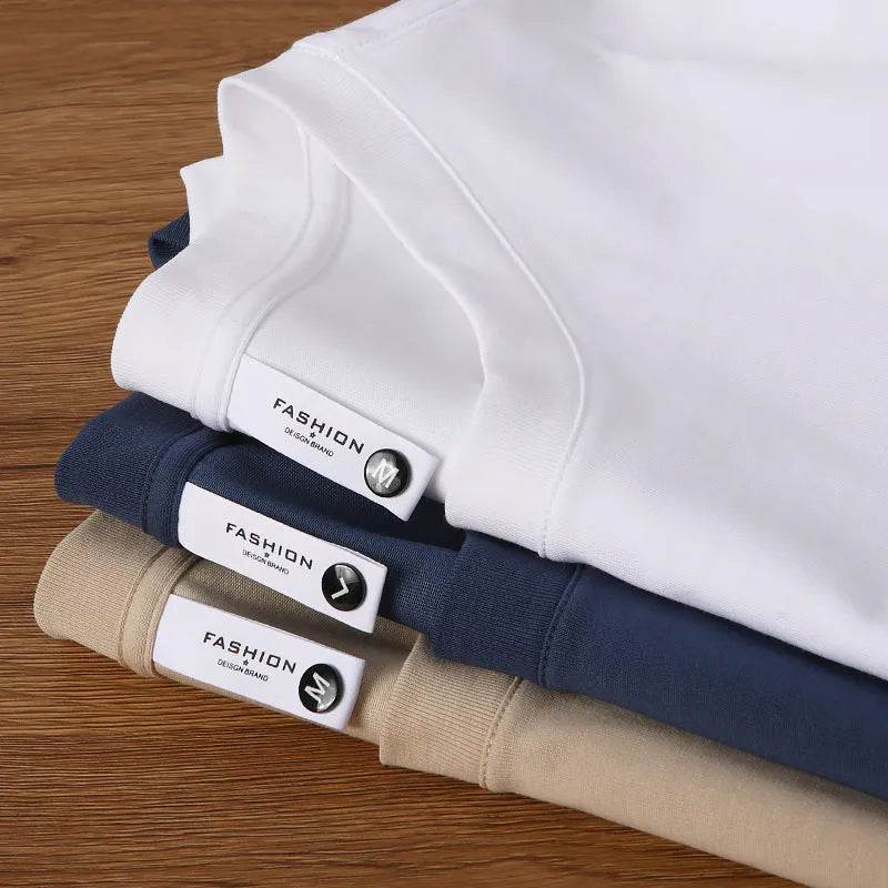 Heavy 230g cotton blend drop shoulder T-shirt in loose fit, shown in a solid colour.