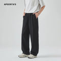 Men's grey cotton blend trousers with lace-up front and straight-leg fit