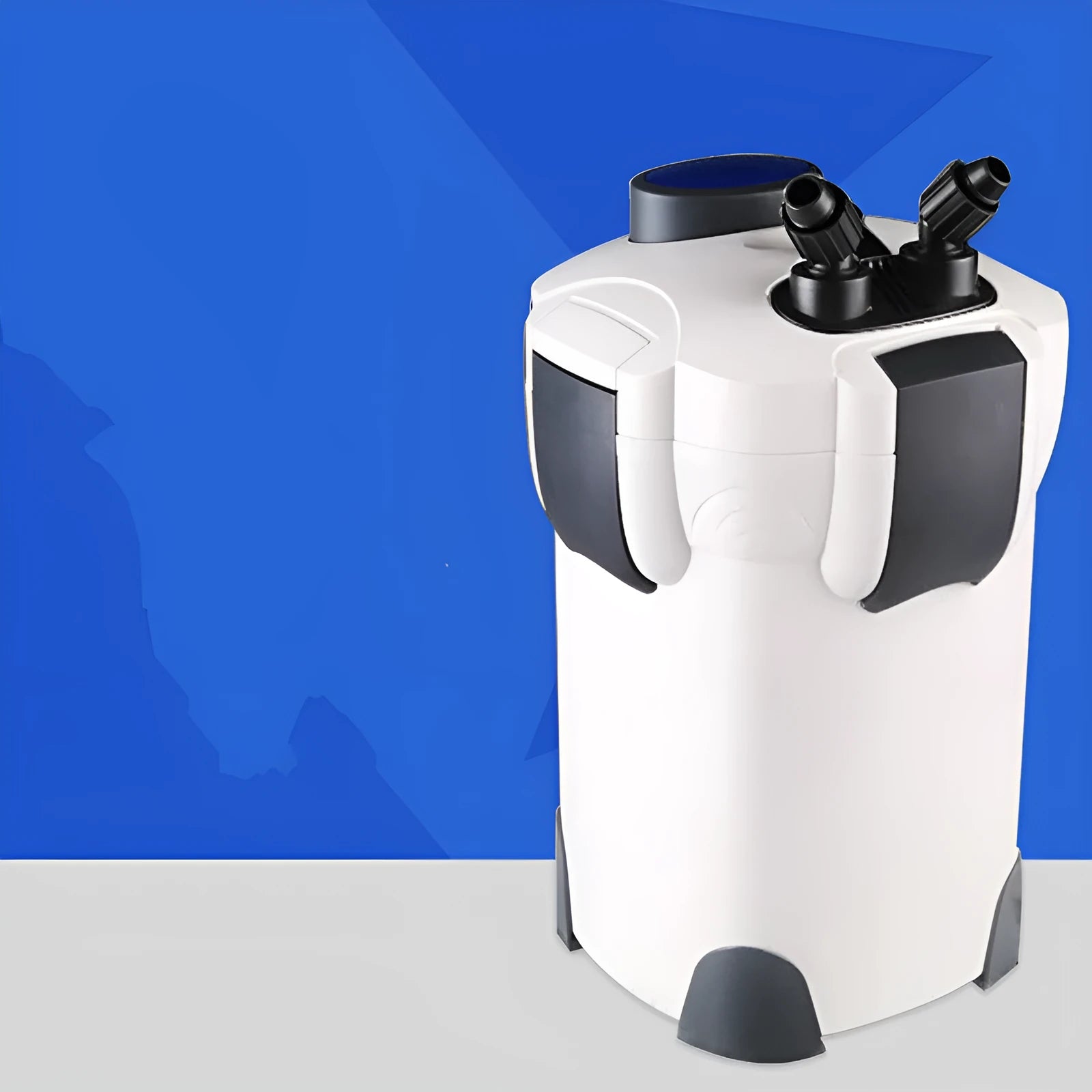 HW-304B external canister filter with UV lamp for aquarium water purification, black plastic and metal construction