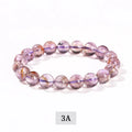 Natural Brazilian iced amethyst bracelet with round crystal beads in 7-8mm size