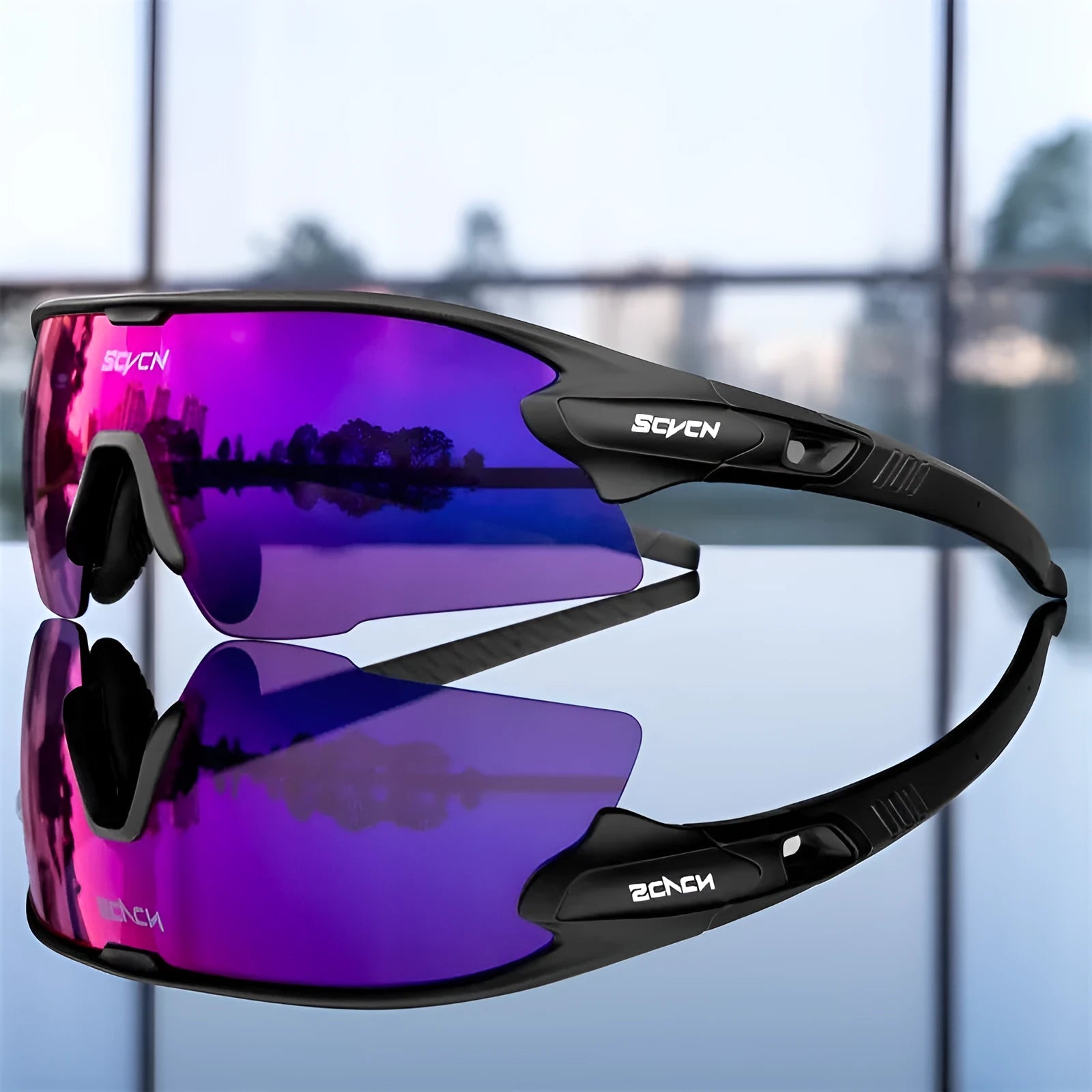 Cycling sports glasses with semi-rimless TR90 frame and UV protection lenses