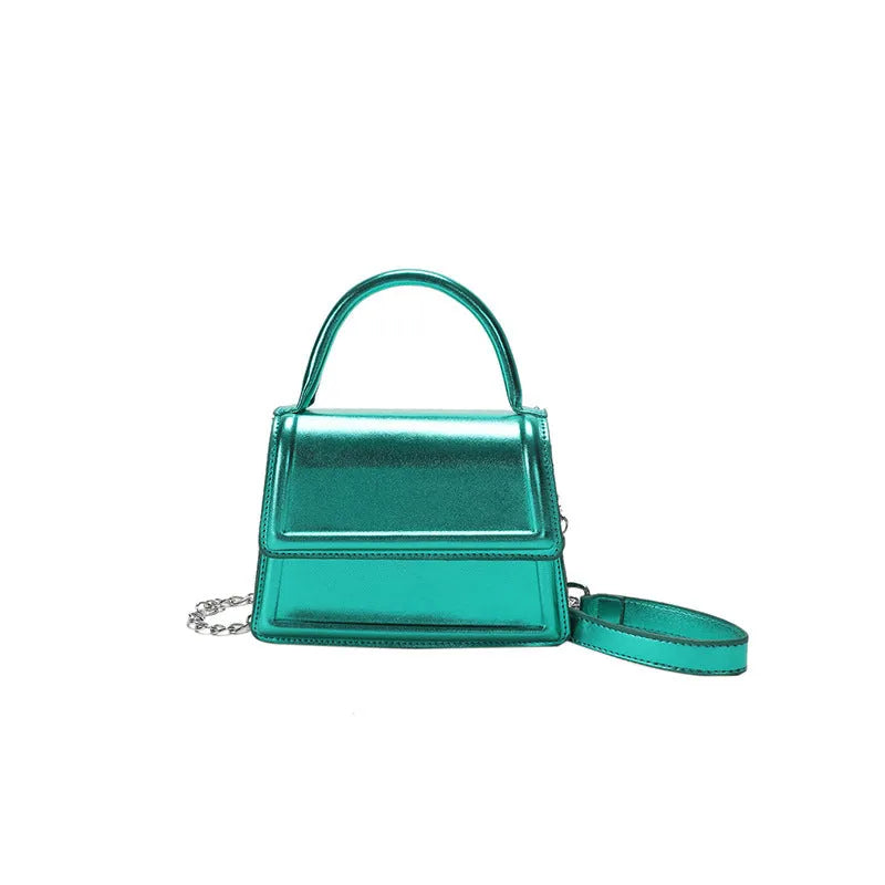 Retro black PU leather crossbody bag with square shape and sewing line details.