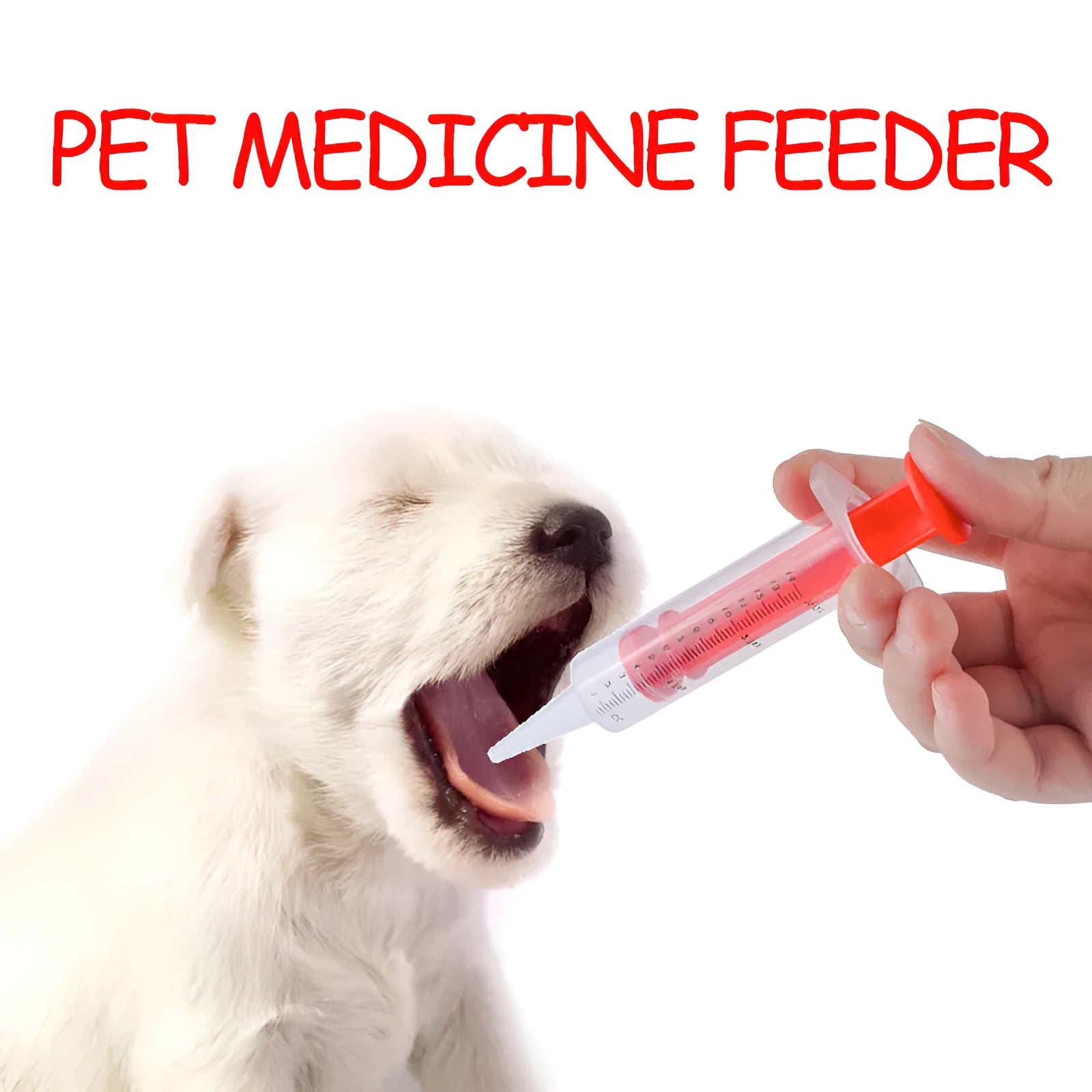 Two pet pill shooters with soft silicone tips, measuring 15cm and 11.5cm, for administering medication to cats and dogs