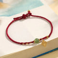 Handmade woven women's bracelet with 925 silver and red Hetian jade