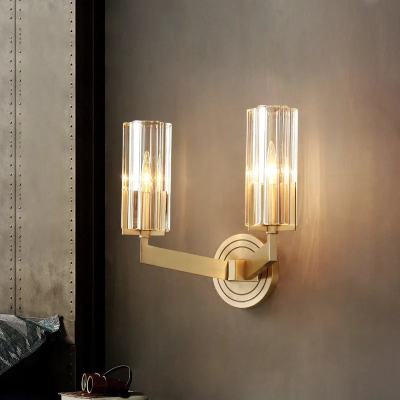 Copper wall lamp with modern minimalist design for bedroom bedside lighting