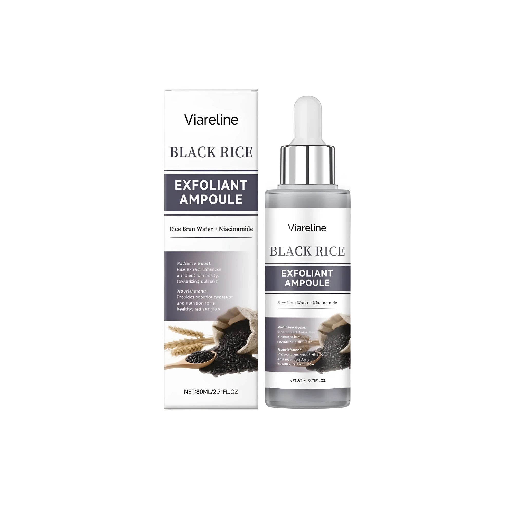80ml bottle of Black Rice Exfoliating Liquid, a facial essence with salicylic acid.