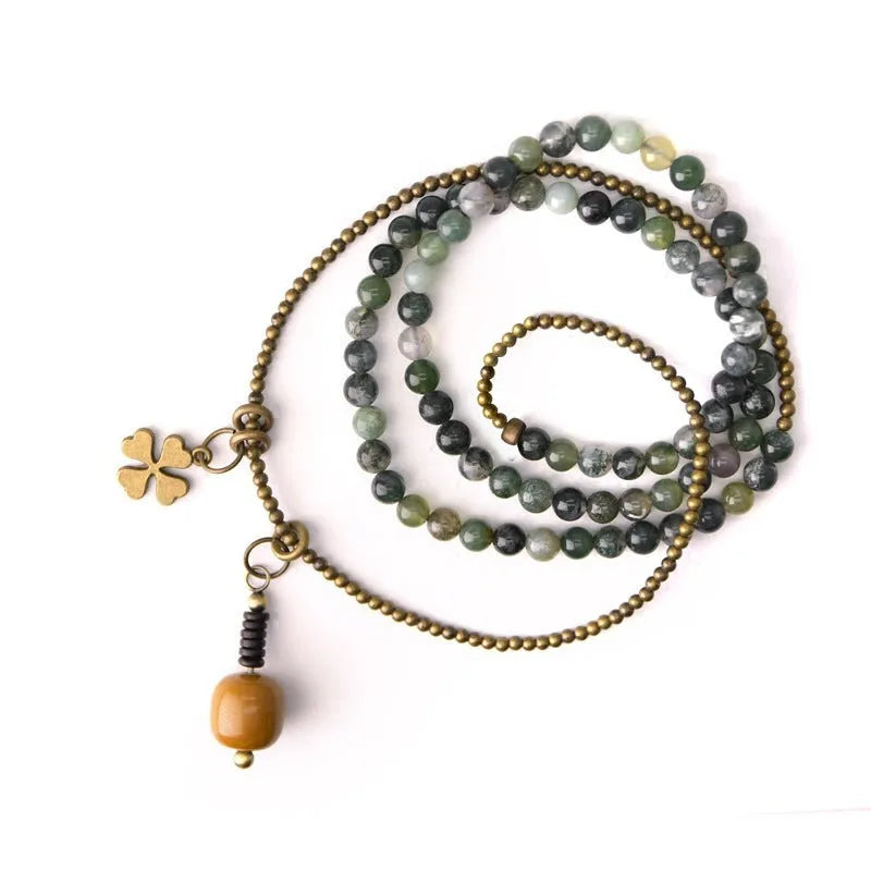 Multi-layered ethnic-style children's bracelet in natural crystal, shown in size 16 yards for girls.