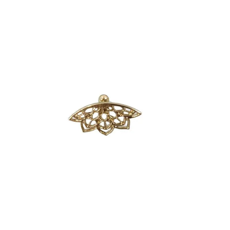 Spider web geometric mesh design stud earrings in gold and silver electroplated finishes