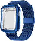 Apple Watch with black magnetic Milanese loop band showing adjustable magnetic clasp on wrist.