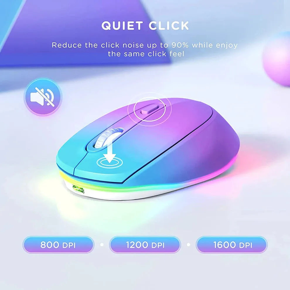 Compact 24g wireless mouse with USB charging cable on a desk.