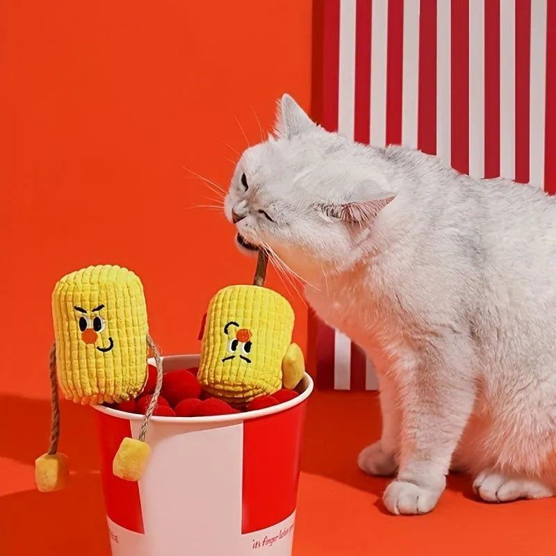 Polio wood corn cob cat molar stick toy measuring 7x6x15cm for dental cleaning