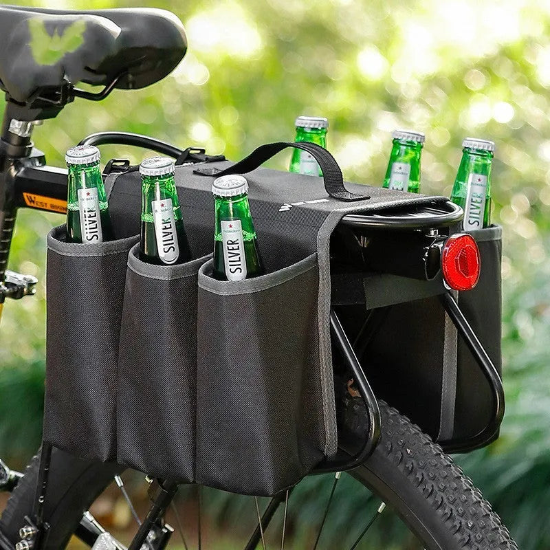 Black and orange blue bicycle drink storage bag with 2-litre capacity and double-sided anti-scratch design.