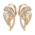 Women's elegant wings design micro zircon ear clips in gold-plated copper with stone inlay