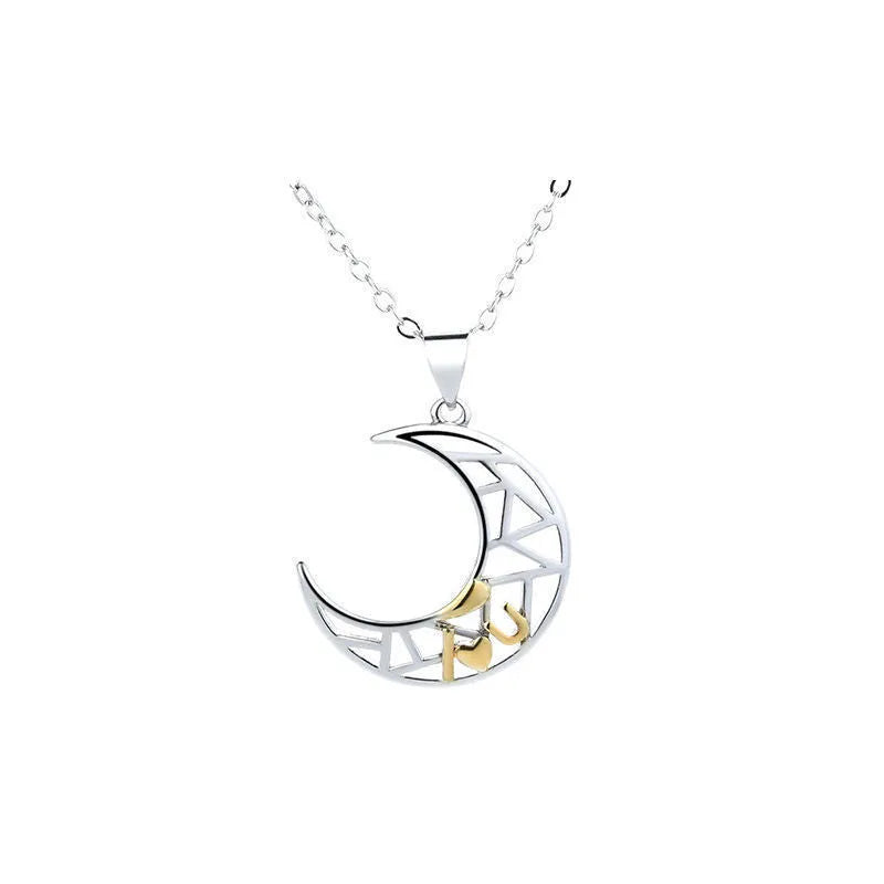 Sun and moon copper necklace set with electroplated finish and cross chain