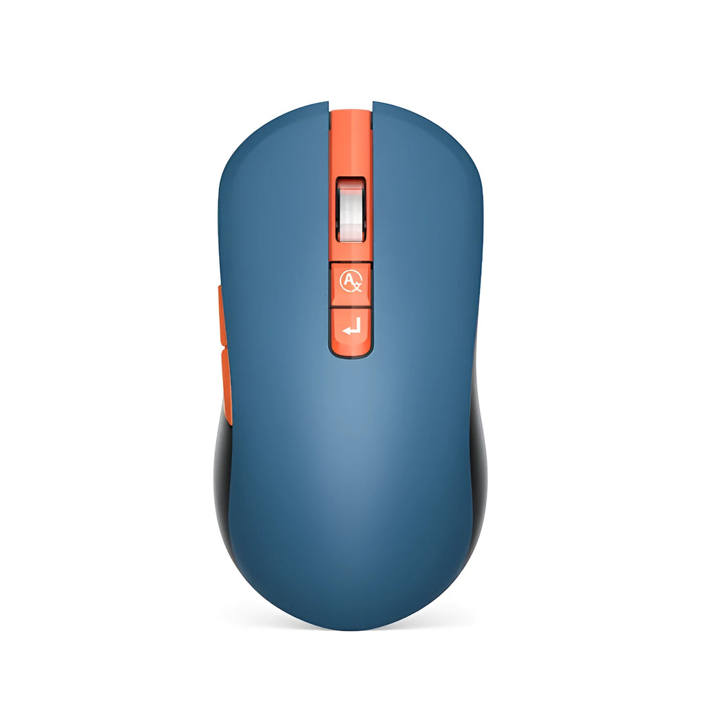 IFLYTEK black wireless gaming mouse with seven buttons and a noise-cancelling microphone on a desk mat.