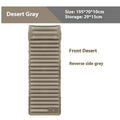 Portable inflatable camping mattress in grey colour options showing expanded size of 195cm length