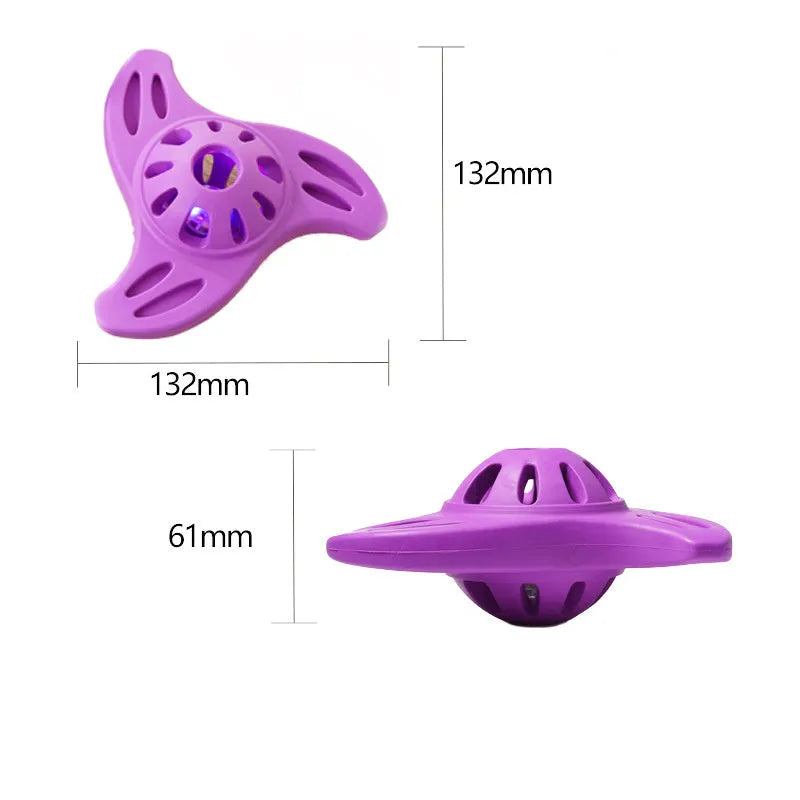 Blue or purple bite-resistant boomerang dog toy for medium and large breed chewing and fetch play.