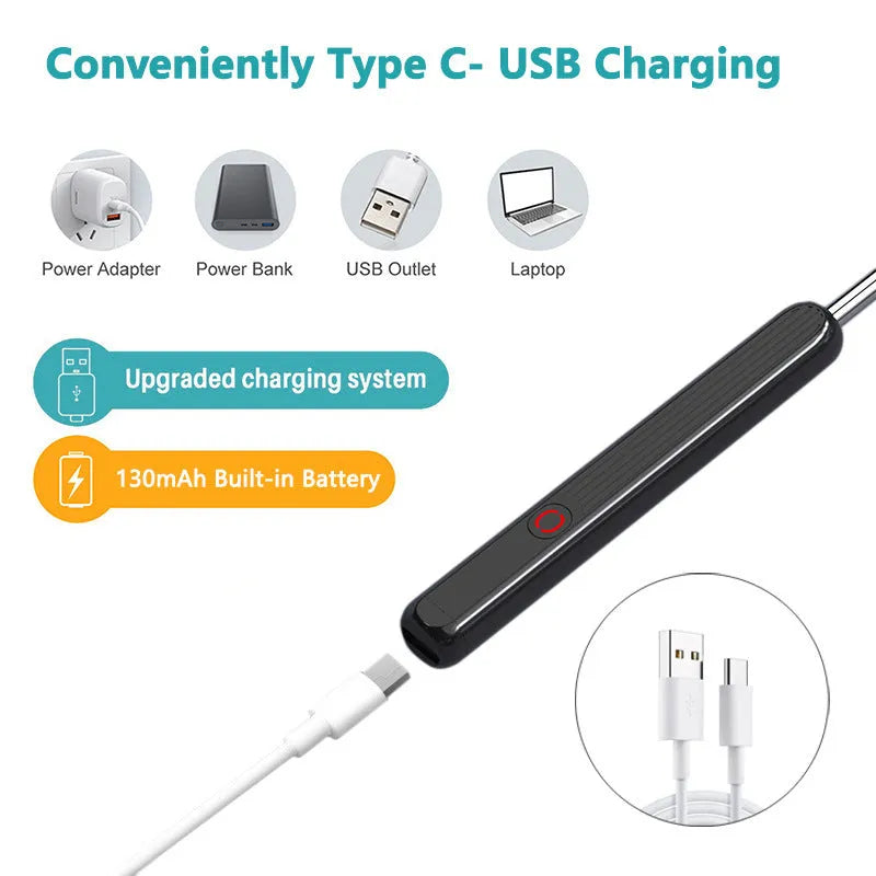 NE3 wireless ear cleaner otoscope with camera LED light in black or white colour