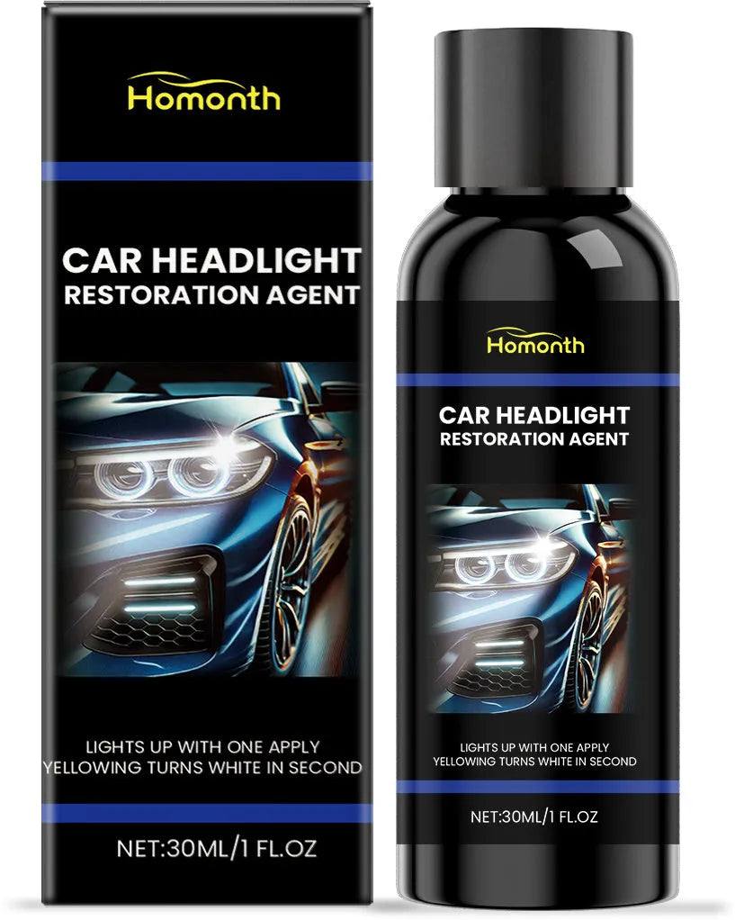 30ml bottle of car headlight restoration agent with liquid polymer formula for clearer lenses