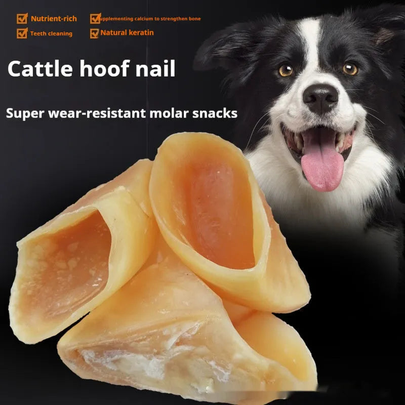 Natural cowhide dog chew toy with edible hoof shell centre in small and large size options.