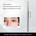 Angled bend head eyeliner brush with fine synthetic bristles and wooden handle for detail makeup.