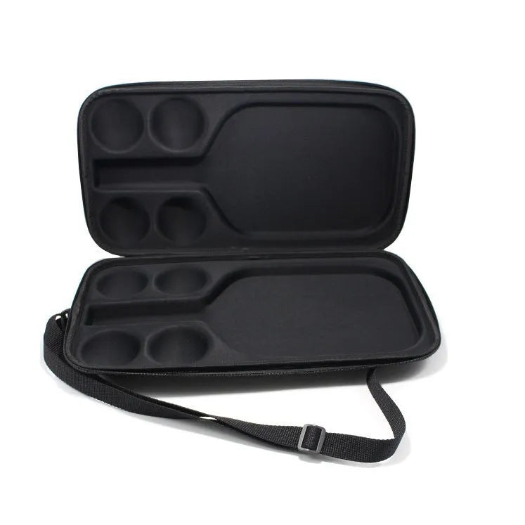 Black EVA foam pickleball equipment case with two padded shoulder straps, showing size.