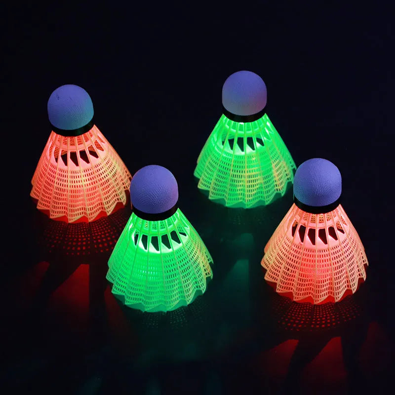 Luminous badminton shuttlecocks with glow effects for table tennis visibility practice