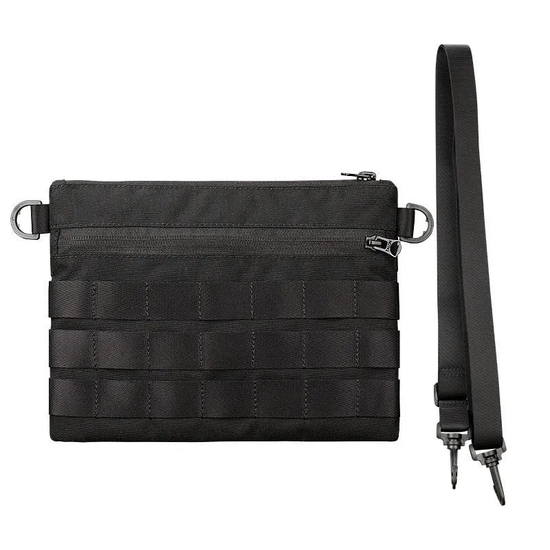 Black Oxford cloth portable outdoor organiser kit measuring 18cm by 3.5cm for military enthusiasts