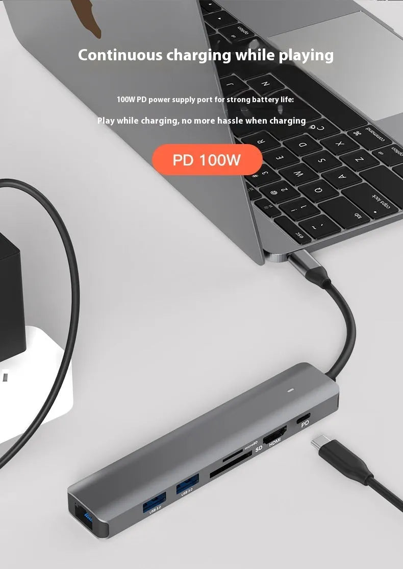 LQT-LH07 7-in-1 USB-C card reader and computer hub with SD and microSD slots.