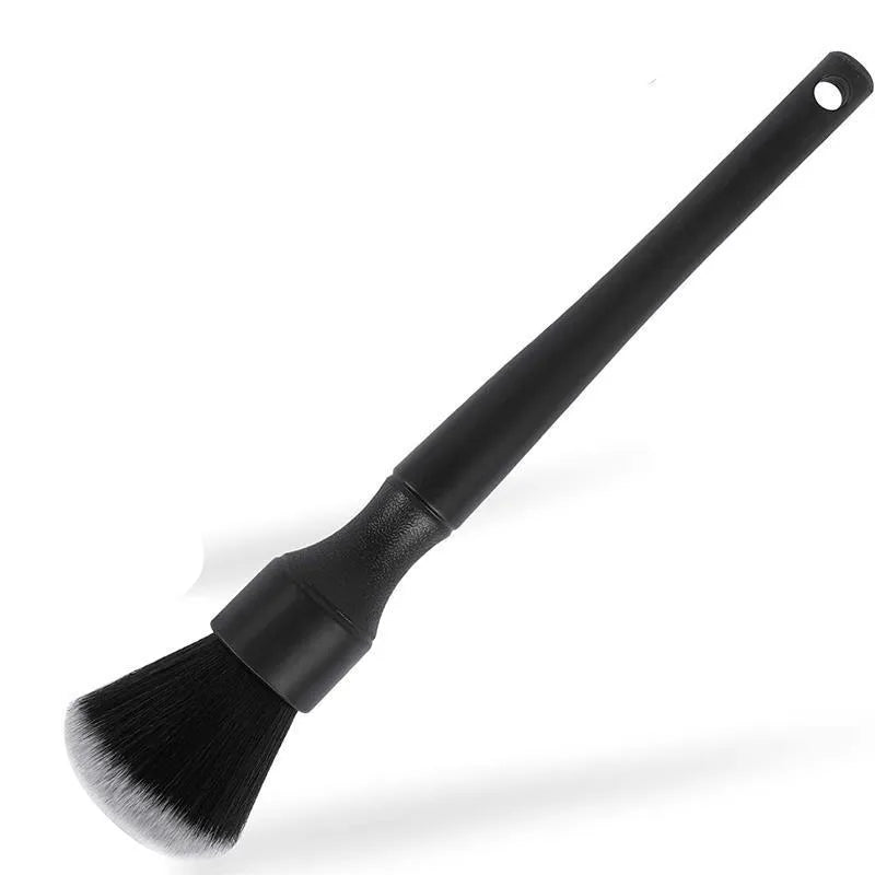 Black car detailing brush with super soft pig hair bristles showing 240mm and 160mm size options