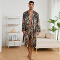 Men's tiger pattern bathrobe set with ultra-thin rayon fabric and shorts
